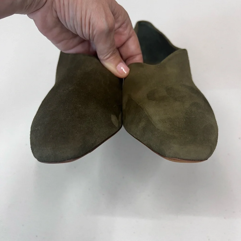 Vince New Barolo‎ Olive Green Suede Wedge Heels Size 10